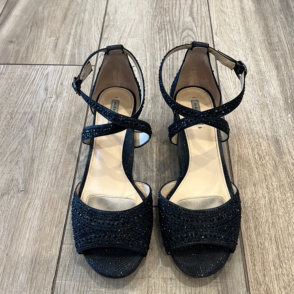Alex Marie Rhinestone Block Heel Sandals - Size 8